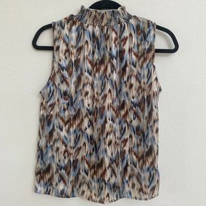 Shirred Neck Sleeveless Top Blouse in Womens Size Small